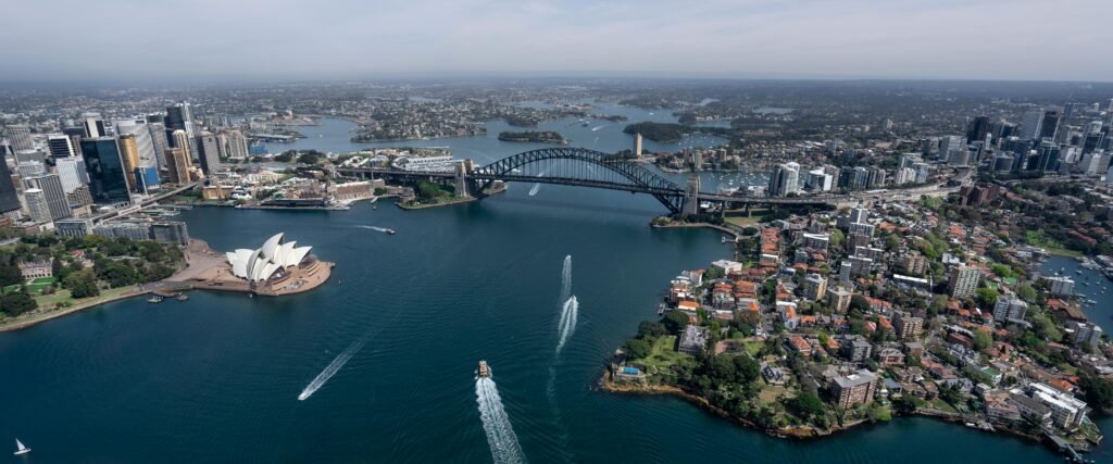 View of Sydney - Darling Harbour, Opera house and Sydney bridge